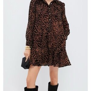 NWT Tuckernuck Leopard Velvet Burnout Callahan Shirt Dress XXL
